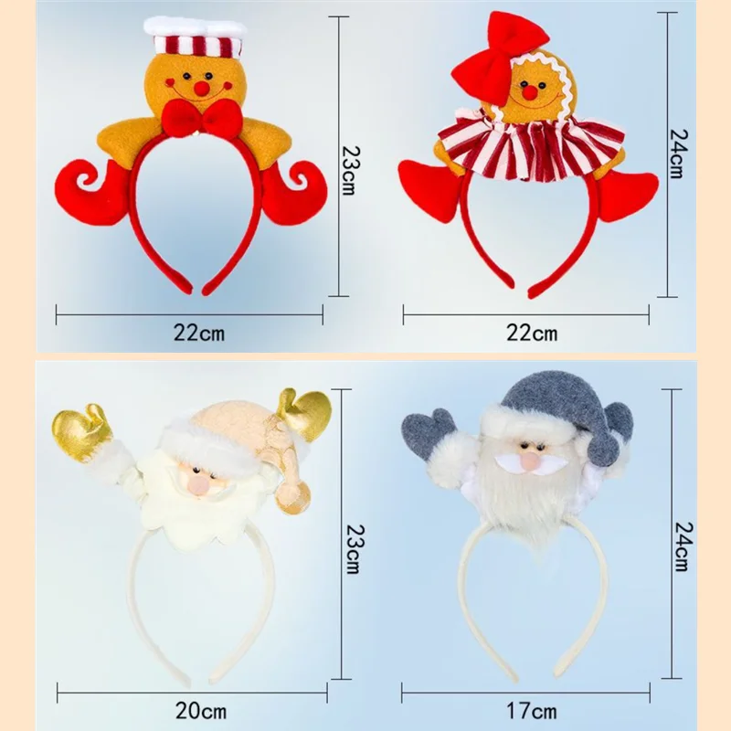 Christmas Decoration Santa Gingerbread Headband Xmas Party Dress Up Head Buckle Kids Gift Children's Hairband Decors Photo Props