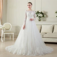 hot sale a line long sleeves plus size tulle skirt vintage lace bridal gown 2018 vestido de noiva mother of the bride dresses