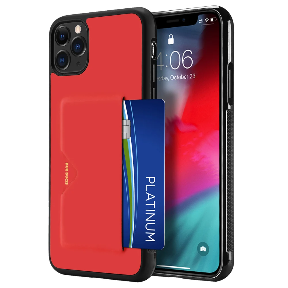 Чехол с карманом для карт для iPhone 11 Pro Max из ТПУ, мягкий кошелек, держатель для карт, задняя крышка, противоударный чехол для мобильного телефона - Цвет: Red