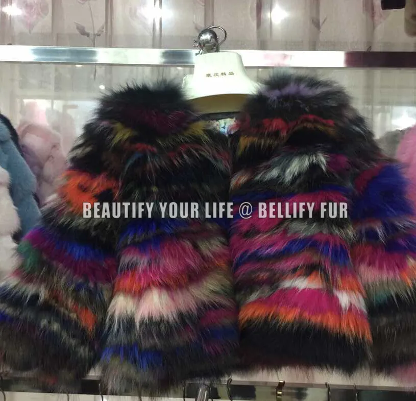 Женская Шуба и куртка из радужной расцветки уникальная приталенная Осенняя