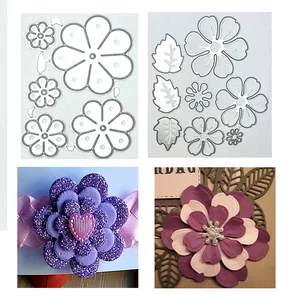 Набор из многослойных лепестков цветов и листьев, металлические Плашки для рукоделия, скрапбукинга, изготовление бумажных открыток, декоративные поделки, 2019