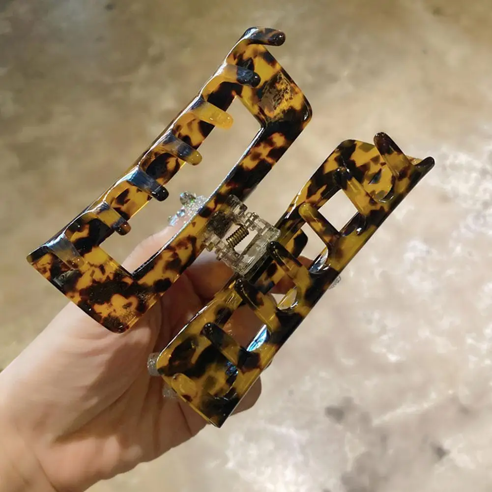 

Acetate Hair Clip For Women Large Geometric Square Leopard Bow Hair Clip 2021 Hair Claw Clip Hair Accessories Crab Hairpin