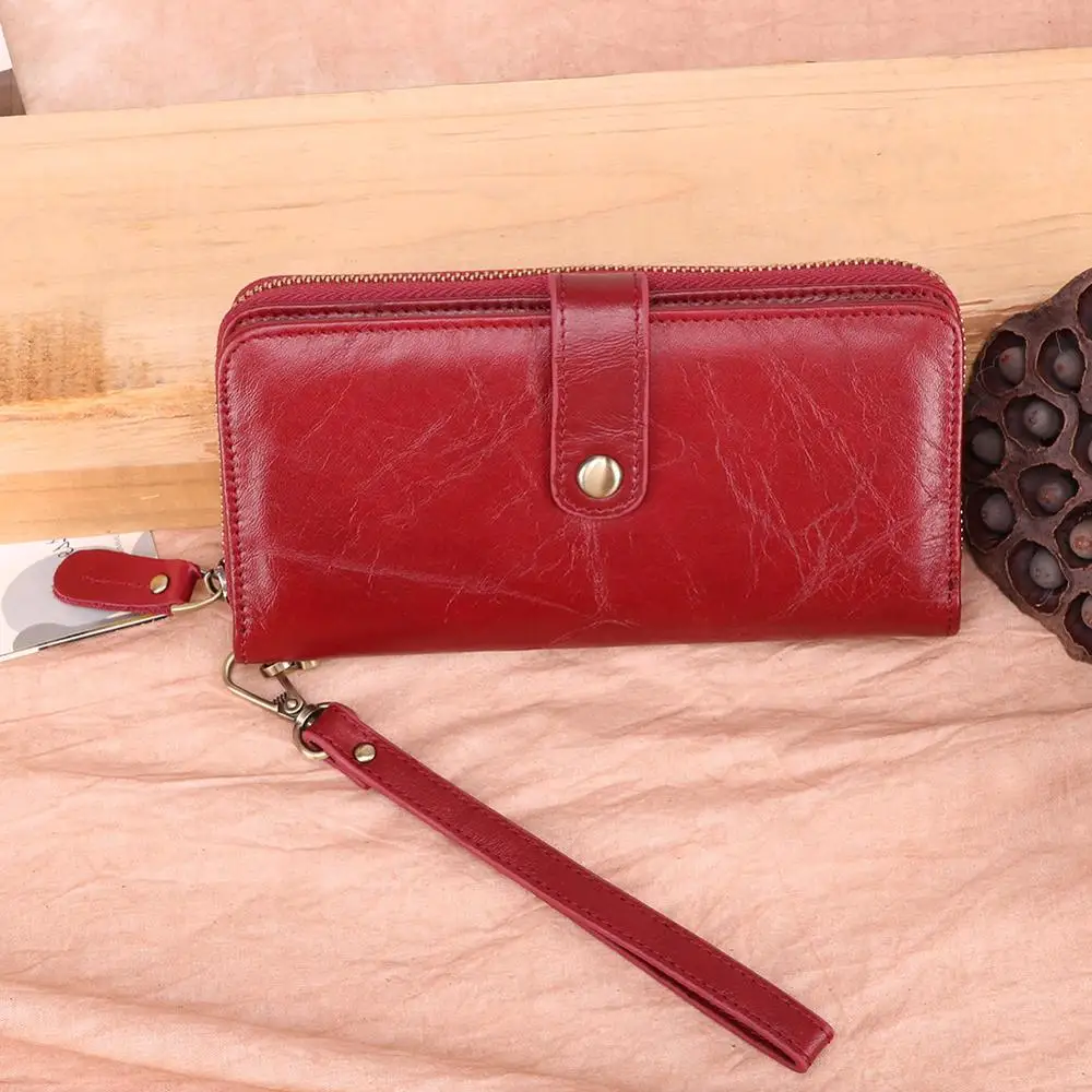 Женский Длинный кошелек многослойный вместительный из натуральной кожи чехол