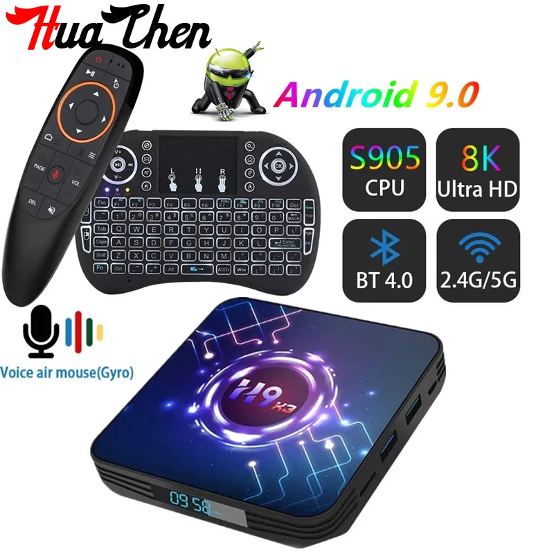 

ТВ-приставка HUACHEN H9 X3, Android 9,0, 8K, 4K, Wi-Fi Amlogic S905X3, 4 Гб, 32 ГБ, 64 ГБ, UltraHD HDR 5G, 1000M, быстрая телеприставка