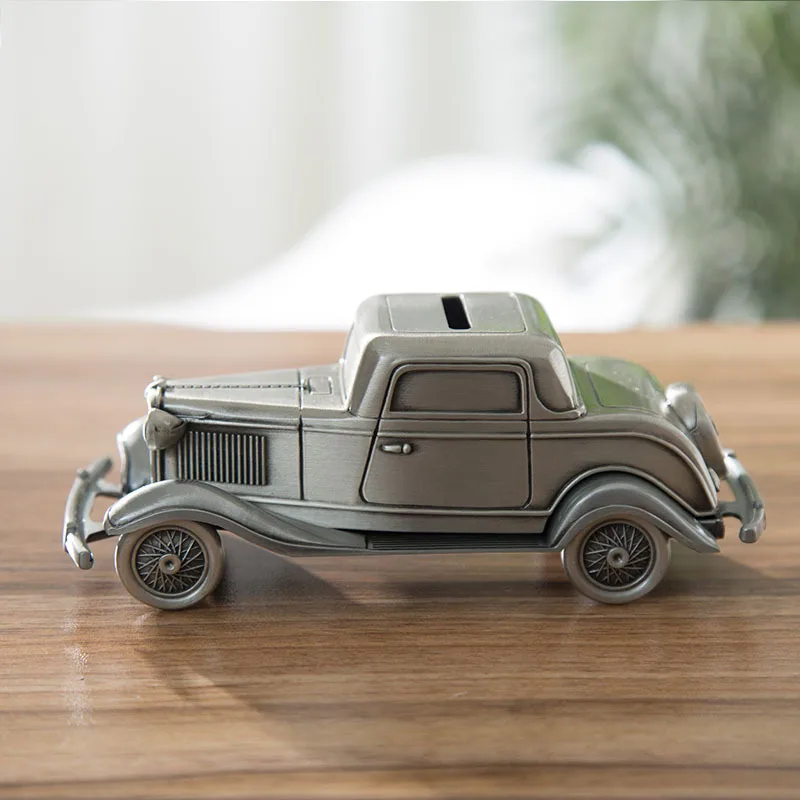 

Metal Crafts Car Metal Piggy Bank Deposit Coin Piggy Bank Retro Children's Toy Car Birthday Gift