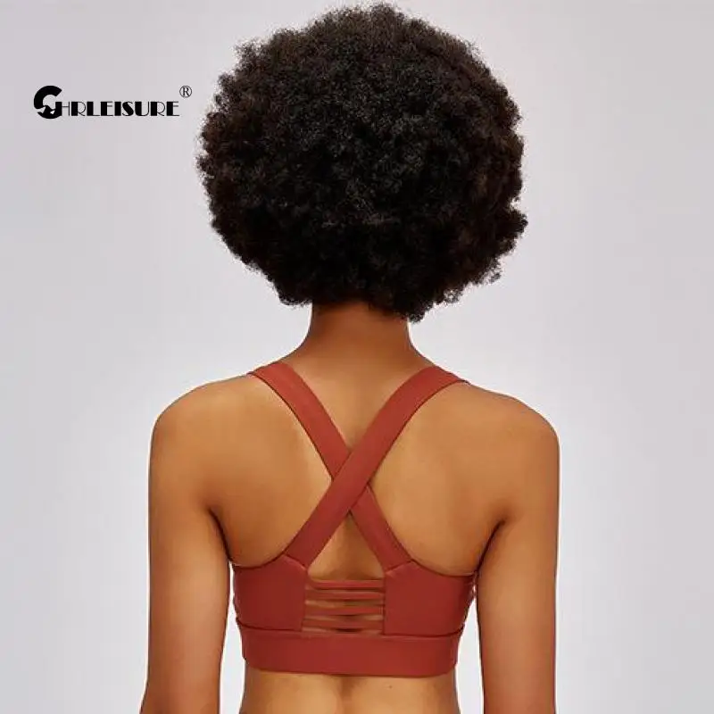 

CHRLEISURE ударопрочный спортивный топ с перекрестными лямками, нижнее белье для йоги, спортивный бюстгальтер для бега