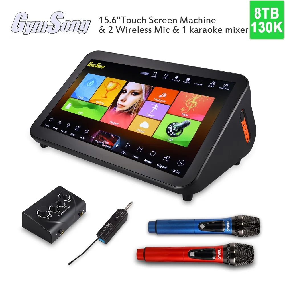 

GymSong Ktv Player System Jukebox 8tb Hdd Include 130k Song wireless microphone Android Chinese Karaoke Machine