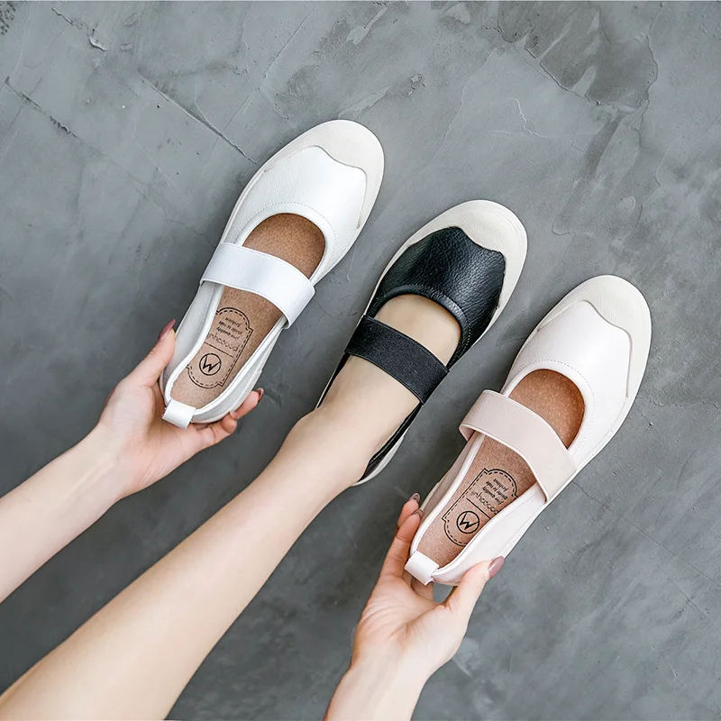 

Spring Women Flats Shoes Woman Genuine Leather Flats Ladies Shoes Female Cutout Slip On Ballet Flat Loafers Big Size