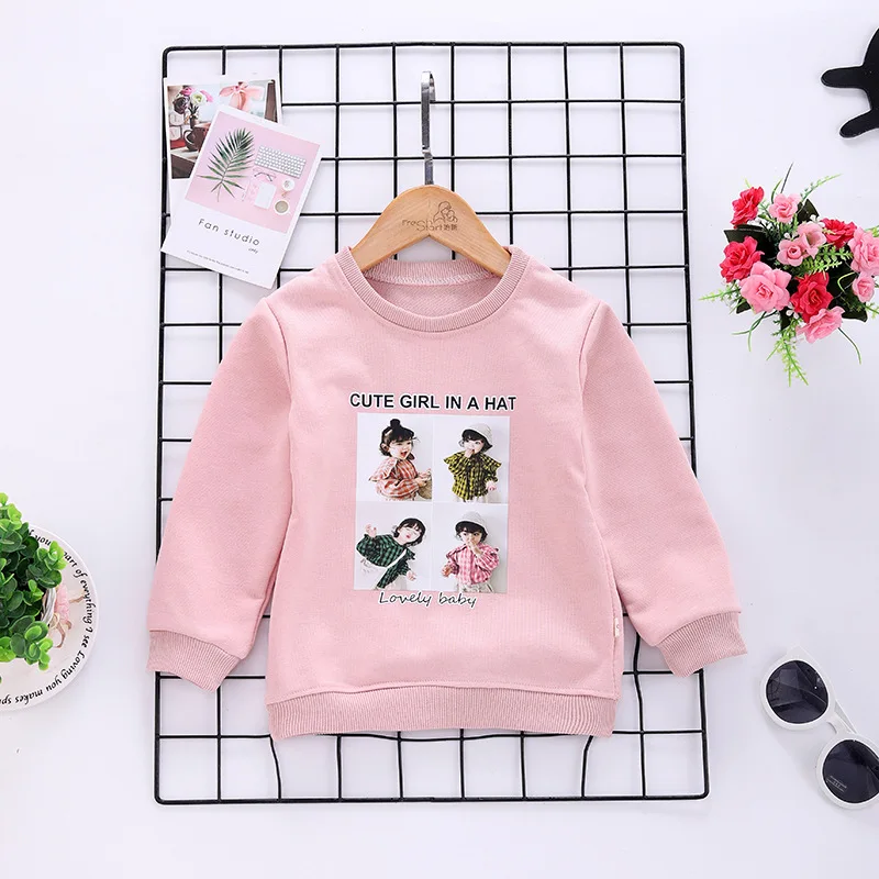 

Photo Girl Children's Sweater 2021 New Long-Sleeved Spring and Autumn Print Foreign Fashion Girls Middle and Small