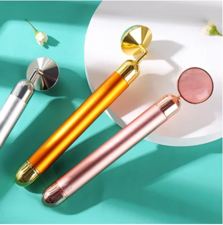

24k Gold Energy Beauty Bar Facial Jade Roller Face Lift Massager Anti Aging Wrinkle Remover Electric Vibrating Massage Stick