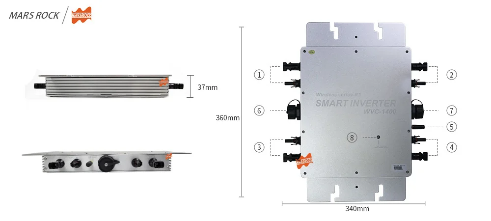 Сертификация CE, приложение и монитор ПК IP65 1400W MPPT сетка галстук микро солнечный инвертор, 22-50VDC до 80-280VAC, для 4x400W панелей макс