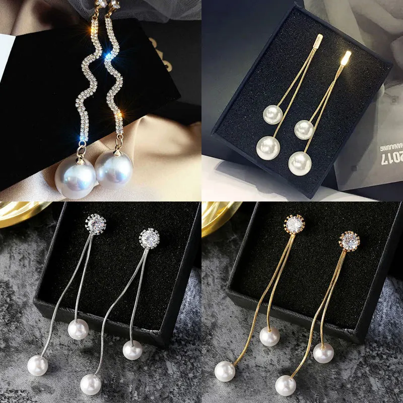 

Korean new style tassel earrings S925 silver needle pearl earrings personalized earrings fashion earrings women wholesale