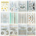 5 шт. украшения из перьев Искусство Съемные металлические серебряные изделия татуировки для тела Временные наклейки в виде листьев и цветов случайный цвет татуировки золотого цвета