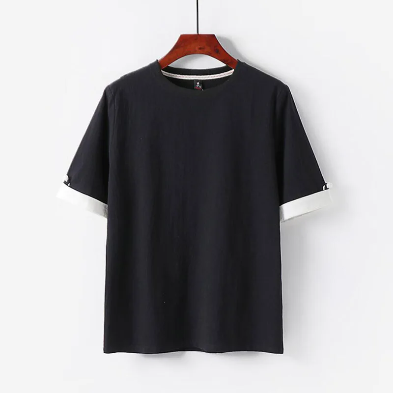 Футболка мужская оверсайз большие размеры 5XL 6XL из хлопка и льна с коротким