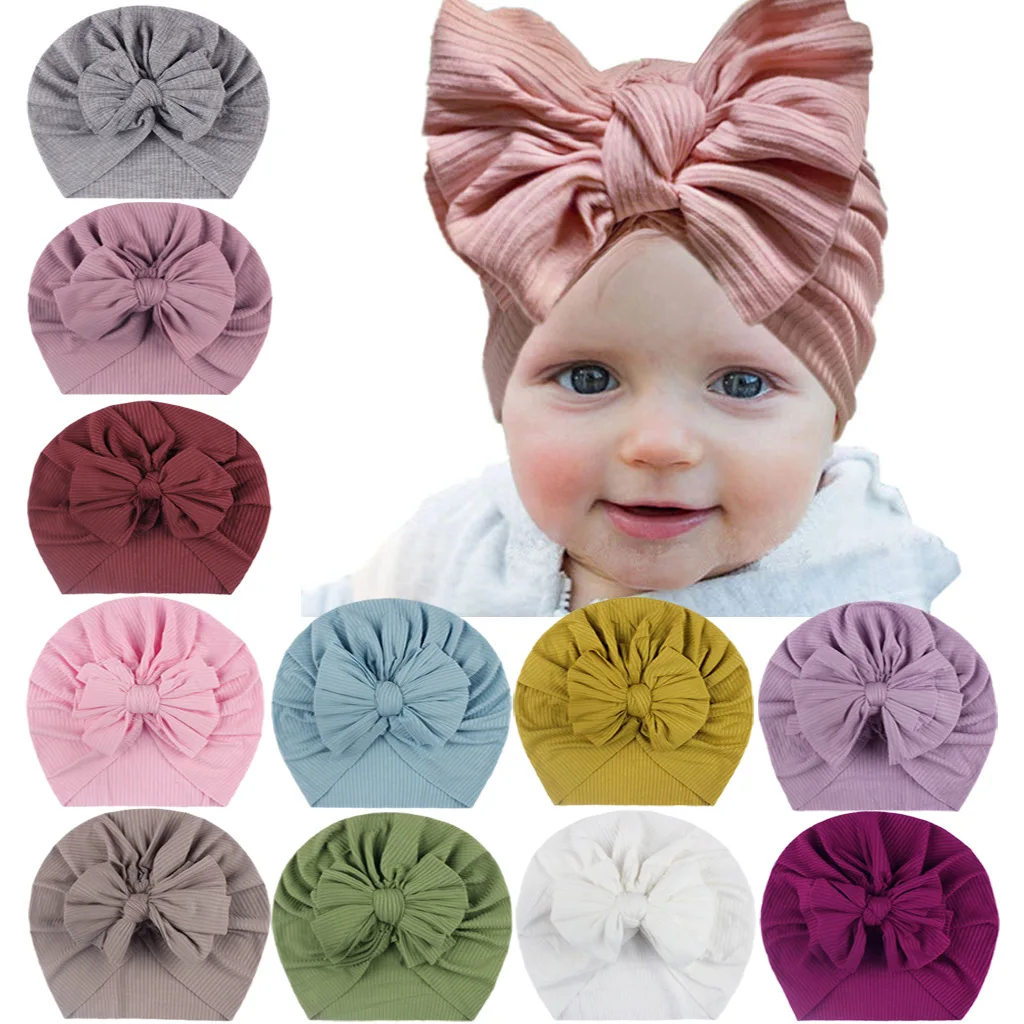 

Nylon Baby Hat Newborn Infant Turban Toddlers Headwraps Bowknot Stretchy Beanie Hat Girls Headwear Baby Kids Hair Accessories
