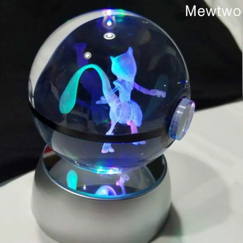 Pokemon Кристалл Прозрачный 3d лампа диаметр 5 см кнопка сотовый стеклянный шар необычные ночные светильники игрушка Покемон для декоративных подарков - Цвет: Diameter 5cm
