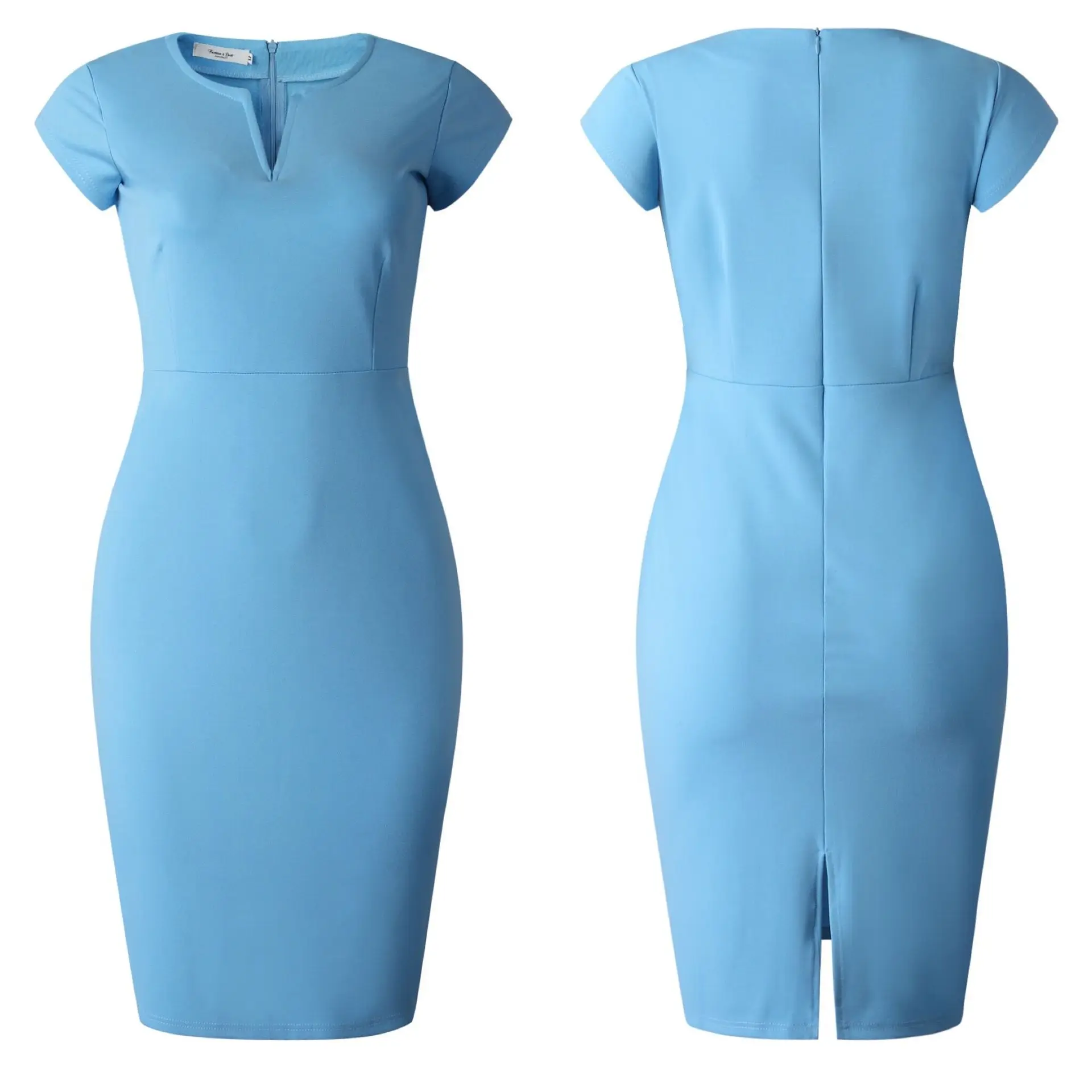 

Fashion New Women's Wear Small V-neck Solid Color Tight Pencil African Large Fashion Dress