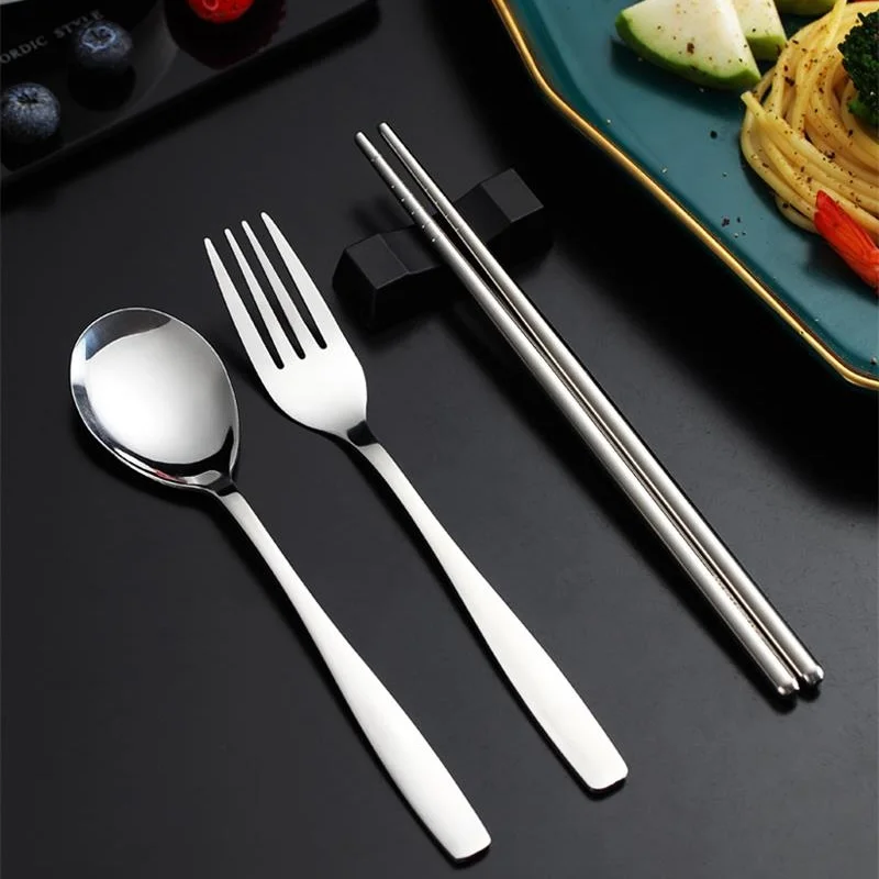 2/3 шт портативный дорожный набор посуды из нержавеющей стали столовая посуда с