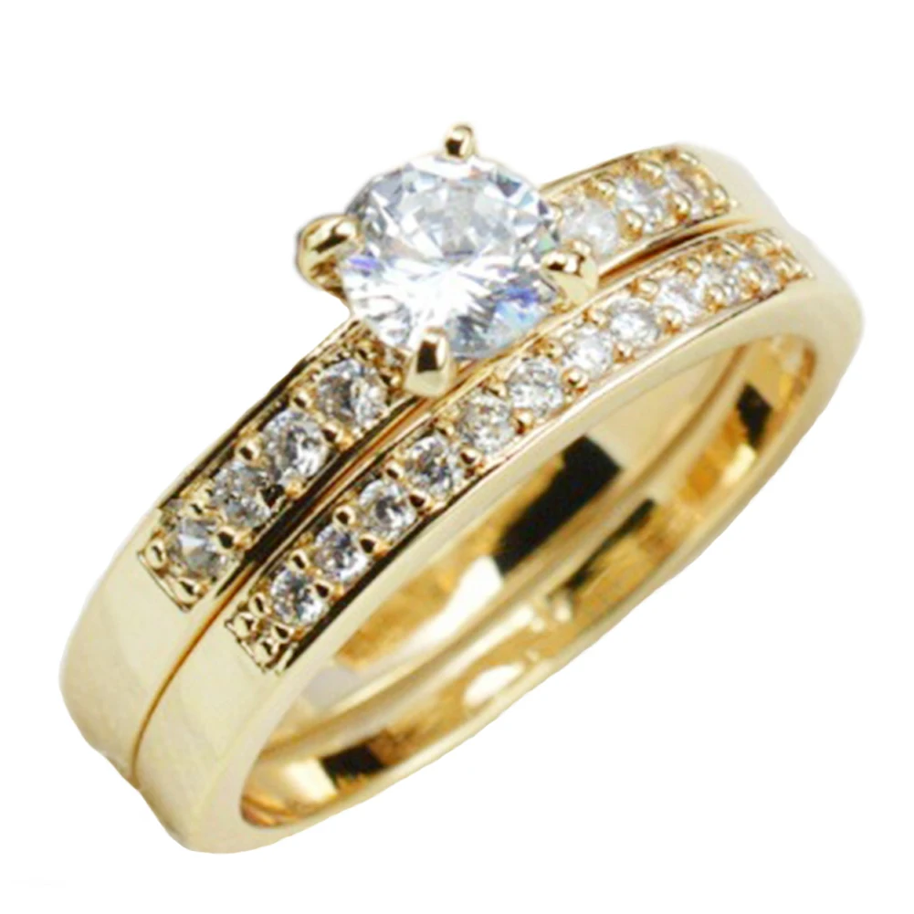 Набор из 18 каратного золота с фианитом набор для мужчин и женщин|Обручальные