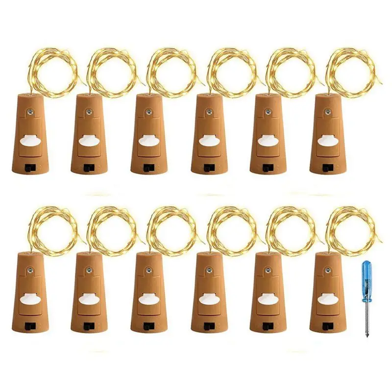 Hot Cork Lights for Wine Bottle 12 Pack 6.5ft 20 LED String Glass Mason Jar Fairy Light | Лампы и освещение