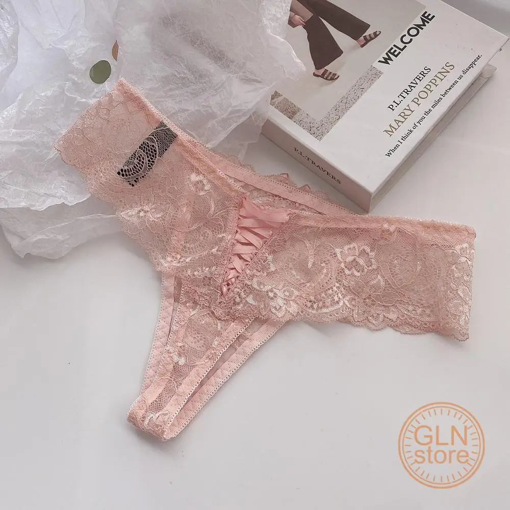 

2020 New Style Thongs Women 's Panties Women 's Underwear Sexy Underpants Peach Hips Net European and American Lace Red 163