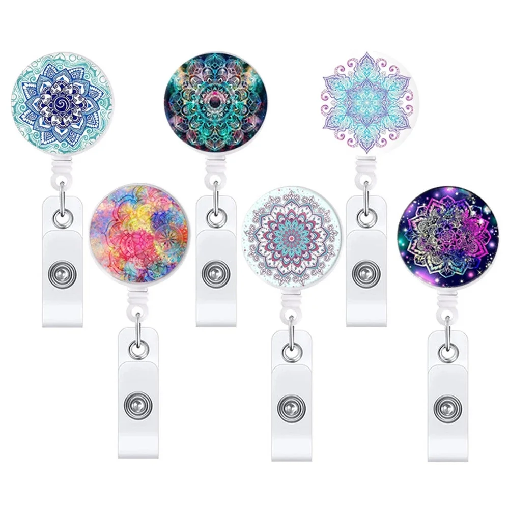 

Colorful Starry Sky 360 Rotating with Rotating Clip Badge Holder Clip ID Card Business Card Retractable Badge Name Card Holder
