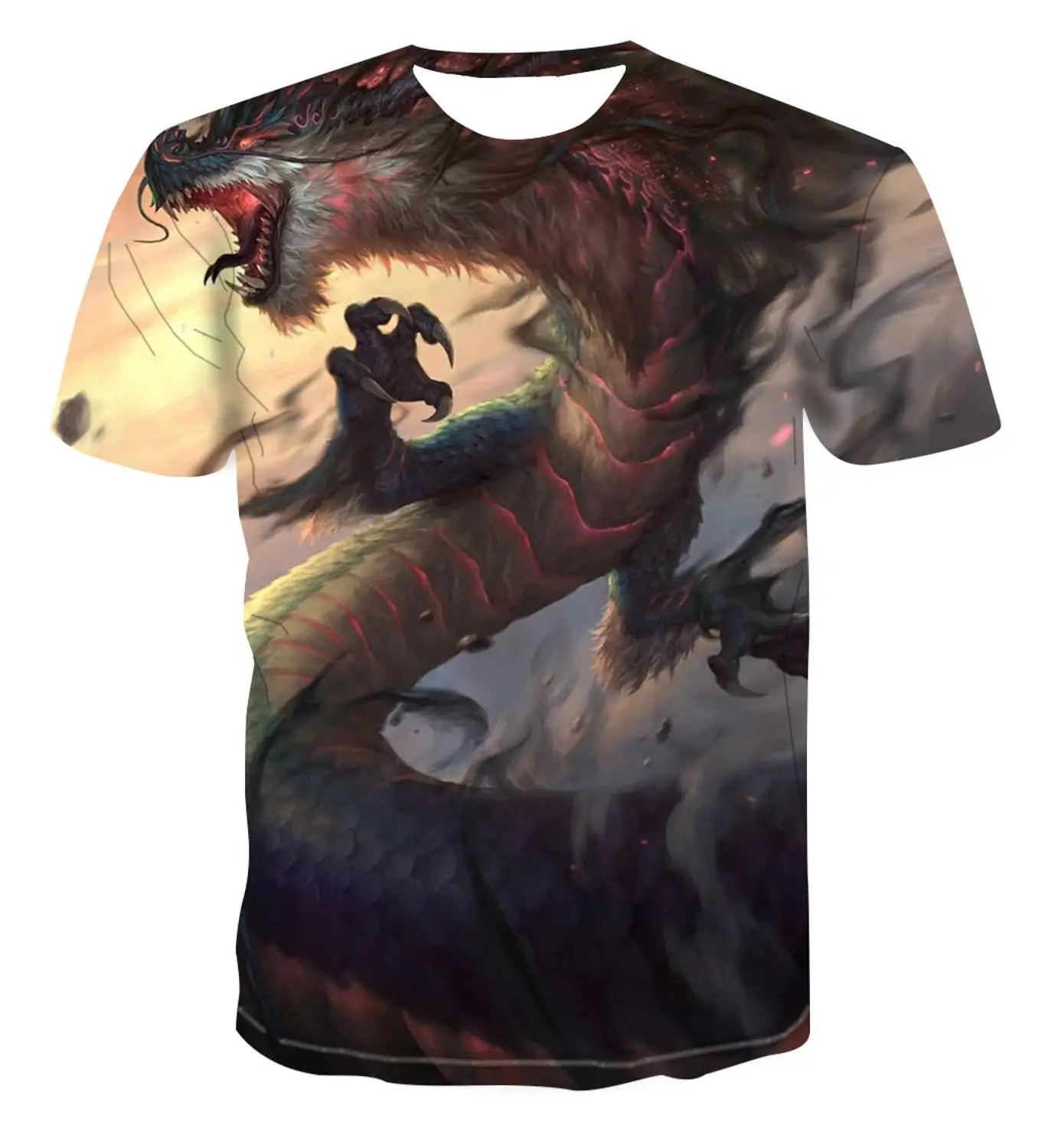 

2020 hot fashion 3D color dragon totem new printing t-shirt men's short sleeve t-shirt men's street casual wear