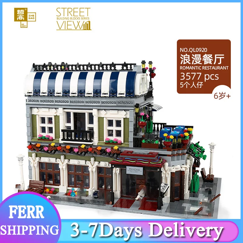 

ZHEGAO QL0920 Romantic Restaurant MOC Creative Street View Series Modular 3577PCS DIY Assembling Building Blocks Brick Toys