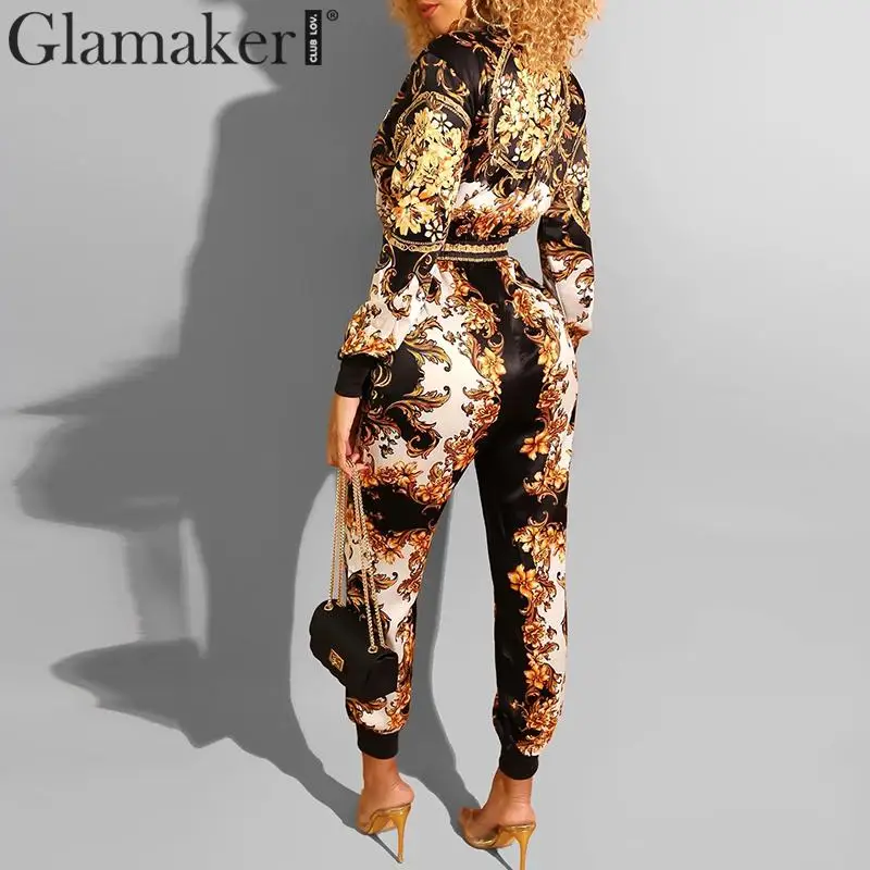 Женский комбинезон с длинным рукавом Glamaker элегантный облегающий клубный на