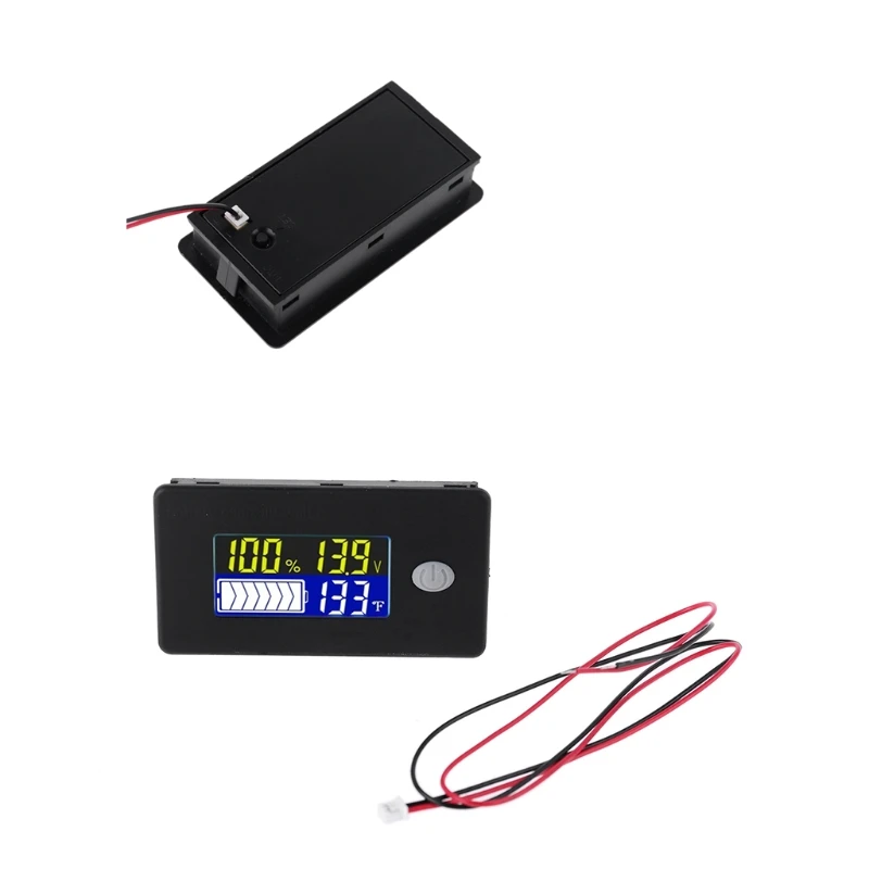 

Univerisal Battery Capacity Indicator 12V 24V 36V 48V 60V 72V 10-100V Li-ion Lifepo4 Lead acid Battery Monitor with temperature