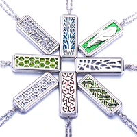 magnetic pendant rectangle stainless steel aromatherapy essential oil diffuser perfume locket pentagram style necklace jewelry
