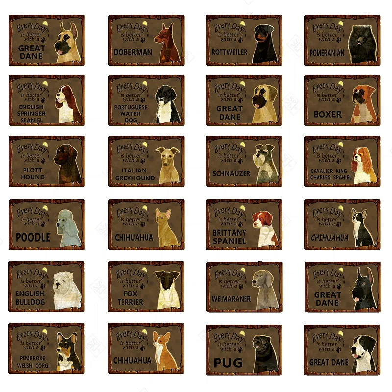 Животные собака металлическая фотография чихуахуа мопса пластина домашний сад