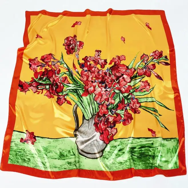 Новый дизайн 90*90 см квадратные шелковые шарфы женский платок головной шарф