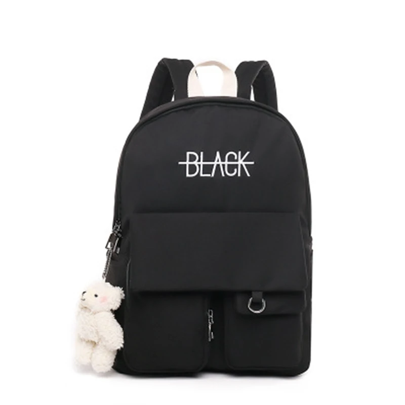 

School Bag Female High School Student Canvas Junior High School Student Contrast Color Backpack College Student Backpack