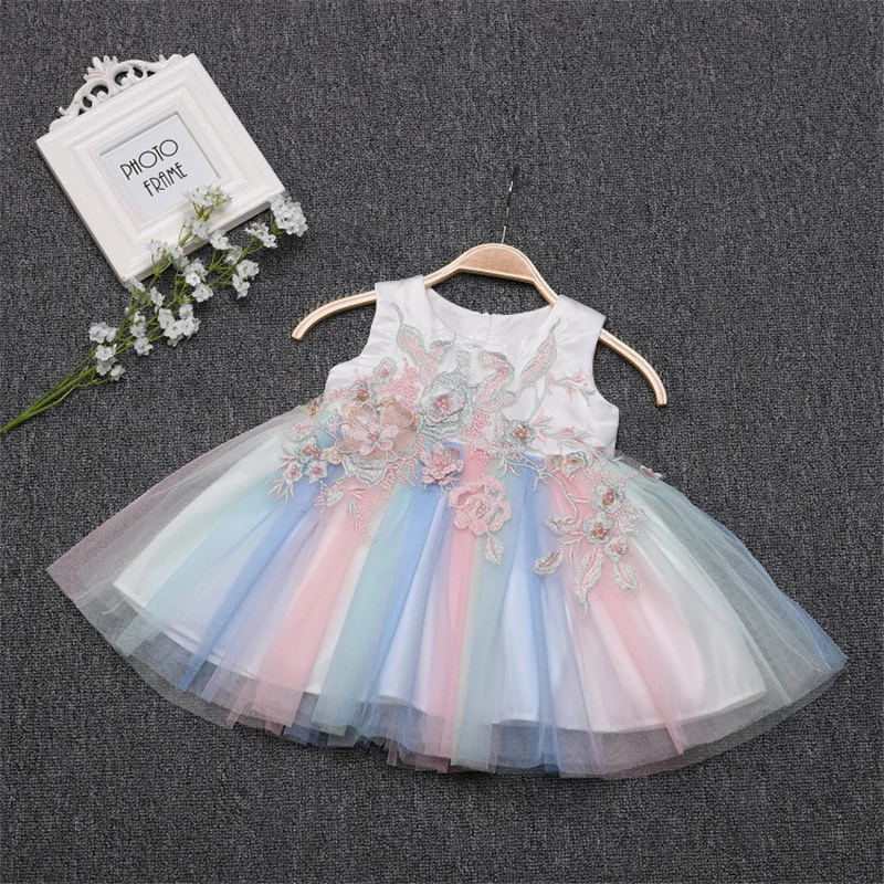 White Dress Only Яркое платье для малышей; Vestido; платья для новорожденных девочек; От 0 до 2 лет для новорожденных девочек на День рождения; наряд принцессы; детская одежда - Цвет: White Dress Only