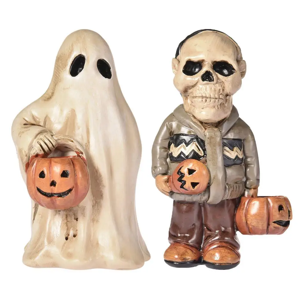

Halloween Scary Ghost Pumpkin Statue Resin Ornament Garden Decor 3D Spray Paint Finish Decoration DIY Craft Ornament 6x13cm