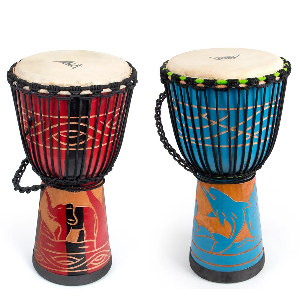 Барабан AKLOT Djembe Africa однотонный из красного дерева 10 дюймов ручной работы с узором