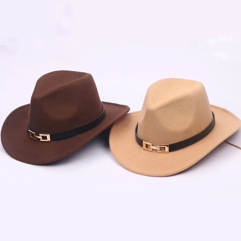 Одноцветная шляпа Федора ковбойская женская с широкими полями и поясом |