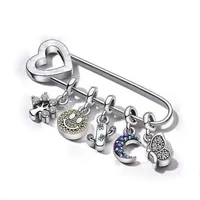 suitable for pan me safety pin brooch beads 100 925 sterling silver jewelry