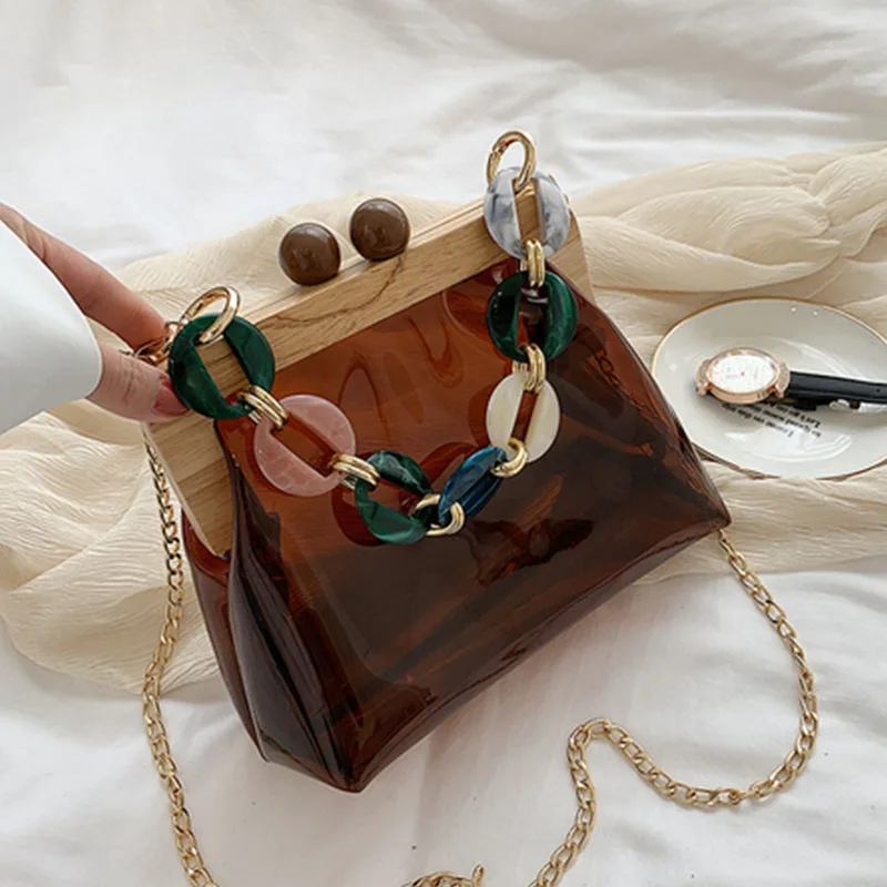 

Fashion Transparent Bag Acrylic Chain Women's Bag Clear Bags Summer Fashion All-match Messenger Bag Crossbody Shoulder Bag