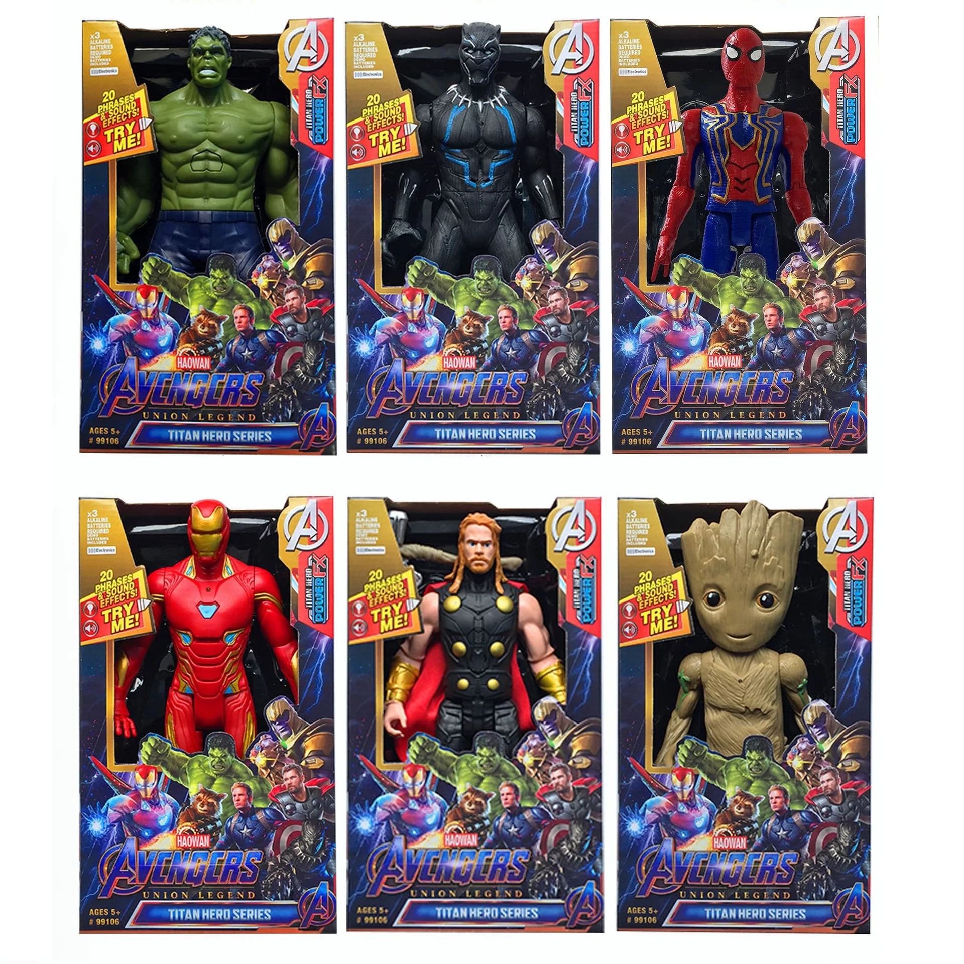 Звук и светильник фигурку Мстители Marvel 30 см Человек-паук черный пантера Железный