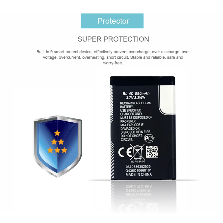 Аккумулятор для телефона PINZHENG BL 4C Nokia BL4C 5100 6100 1202 1265 1325 сменный аккумулятор 4C|bl 4c