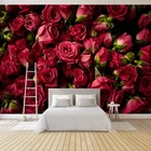 Фотообои в европейском стиле, красная роза, цветок, 3D фон, настенная роспись, гостиная, спальня, домашний декор, настенное покрытие