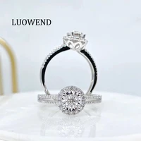 luowend 18k white gold au750 wedding ring 0 20 ct gold rings anillos mujer halo engagement real natural diamond ring for women