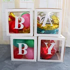 Прозрачные подарочные коробки с буквами A- Z, для детского дня рождения, вечевечерние НКИ, украшения, прозрачные кубические воздушные шары, сумки, буквы алфавита, предложение на свадьбу