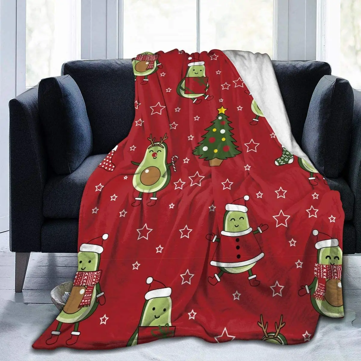 

Avocado Christmas Pattern Soft Throw Blanket 40"x50" Lightweight Flannel Fleece Blanket for Living Room Bedroom Sofa Couch