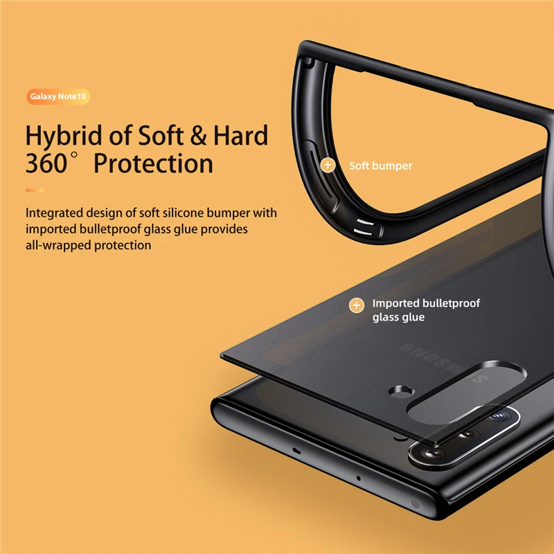 Чехол ROCK Matte PC+ TPU для samsung Galaxy Note 10 Note10 Plus Мягкий силиконовый ударопрочный бампер пуленепробиваемый стеклянный клей задняя крышка