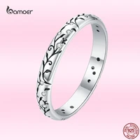 bamoer 925 sterling silver vine pattern finger rings for women vintage classic inlaid zircon personalized jewelry present scr659