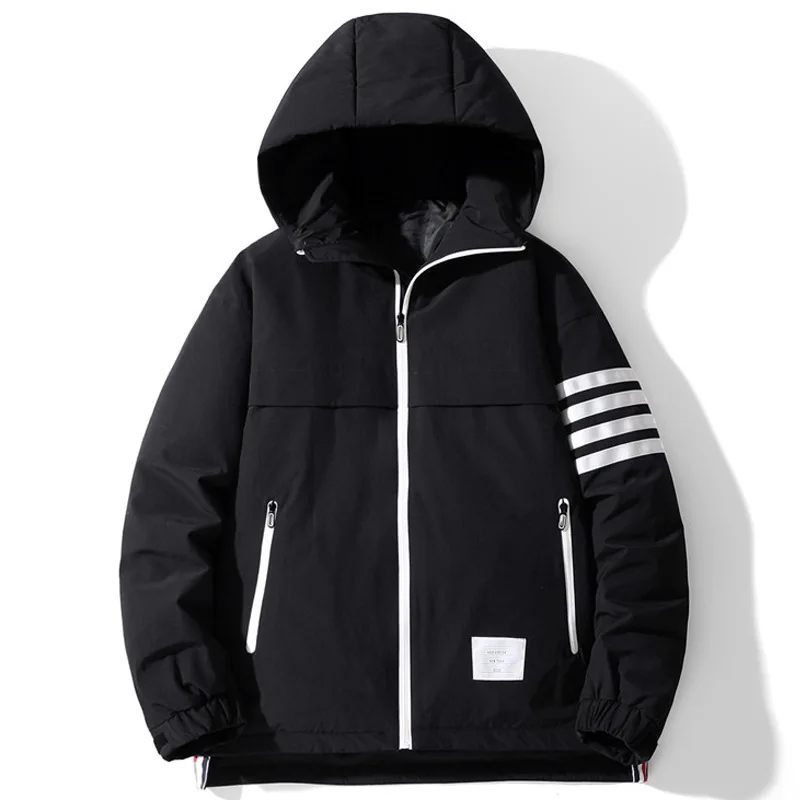 

Brand Mens New Fall Winter Down Jacket Long Sleeve Hooded Clothes Dust Coat Korean Style High Quality Warm Clothing Y492