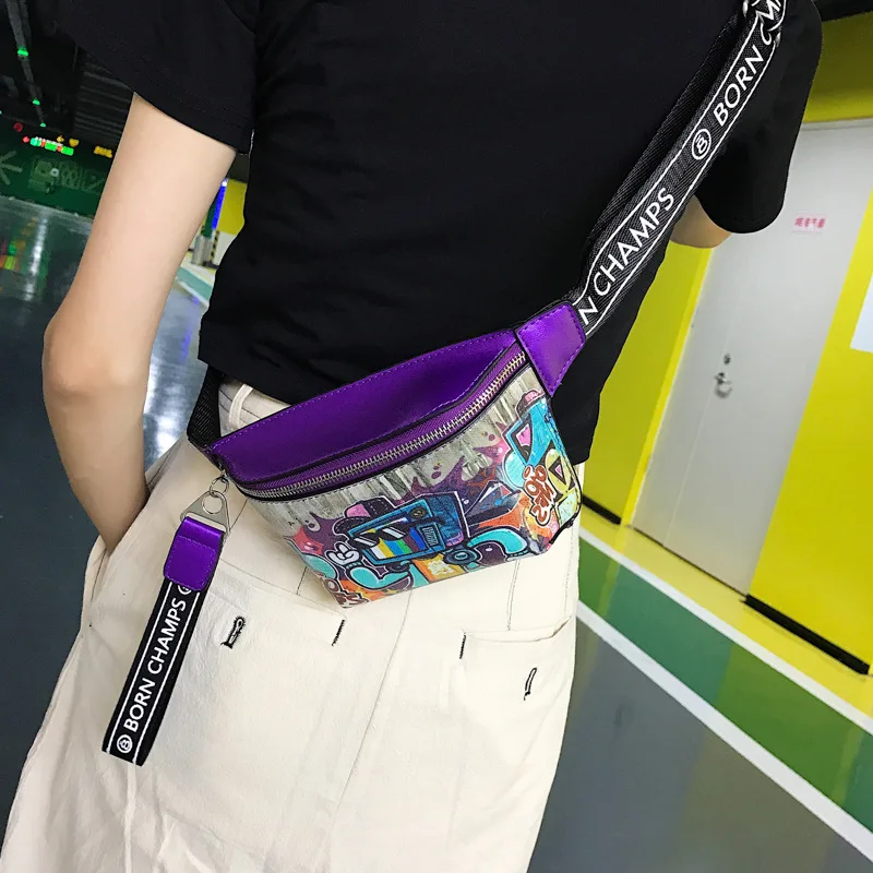Модная поясная сумка 2021 Новая женская нагрудная через плечо с принтом граффити в